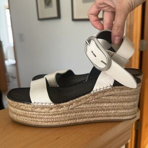 Rag & Bone White Ansley Buckle Espadrille Leather‎ Platform Sandal